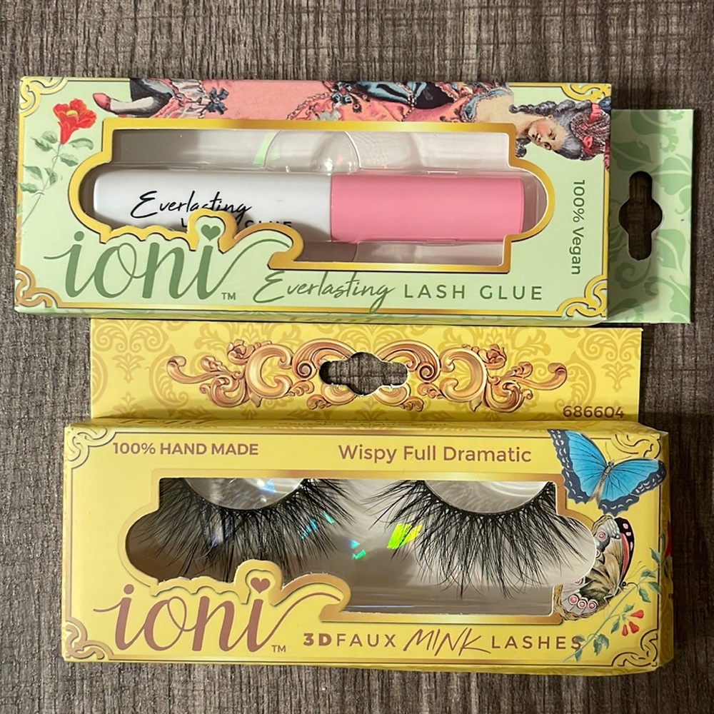 NWOT 3D Fair Mink Lashes (Wispy Full Dramatic) & Lash Glue in Ioni brand.